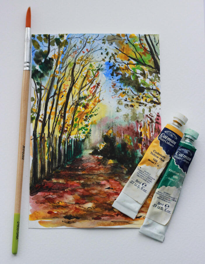 The road that leads home - watercolor painting